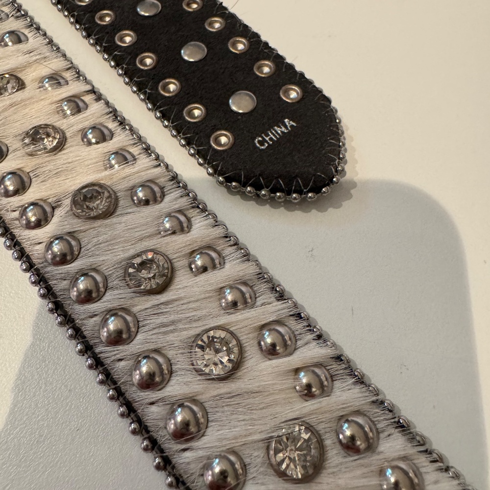 Bejeweled rhinestone studded pony hip belt XL Noona belt bling leather - Picture 7 of 10